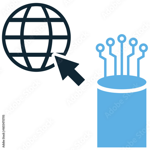 Internet fiber icon vector for high-speed connectivity, broadband, and fast data transfer. Useful for illustrating modern communication, network infrastructure, and advanced technolog