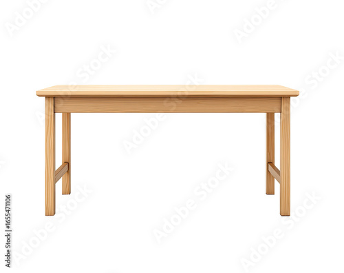 Simple light-brown rectangular table, front view
