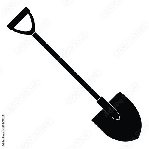 Black shovel with D handle digging garden