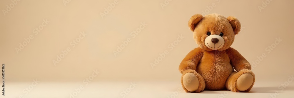 Fototapeta premium Adorable brown teddy bear, soft texture, clean backdrop, item, photography, comfort