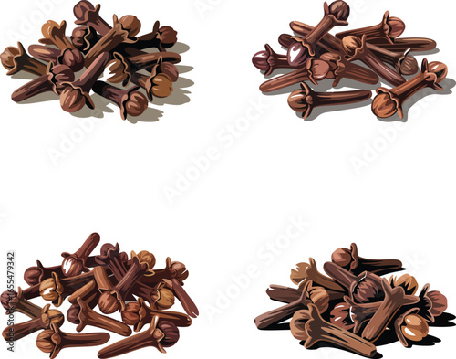 Pile of Dried Cloves, Isolated on White Culinary Spice