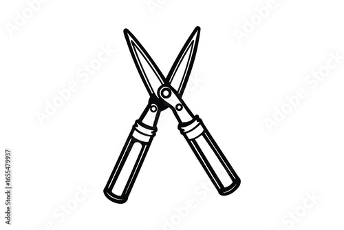 Gardening shears silhouette isolated on white background