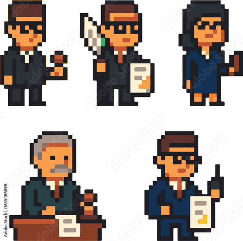 notaries pixel art, eps 10 illustration