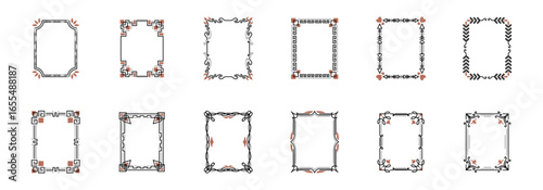 A collection of twelve diverse decorative frames ideal for various design applications and projects.