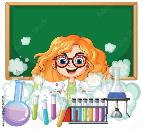 Young Scientist Conducting Chemistry Experiment in Classroom