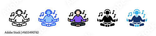 Guided Meditation Icon Collection With Multiple Styles