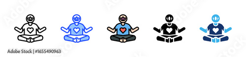 Yoga For Stress Relief Icon Collection With Multiple Styles