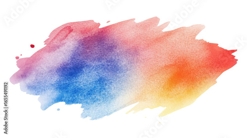 Colourful watercolor smeared brush stroke isolated on white background 