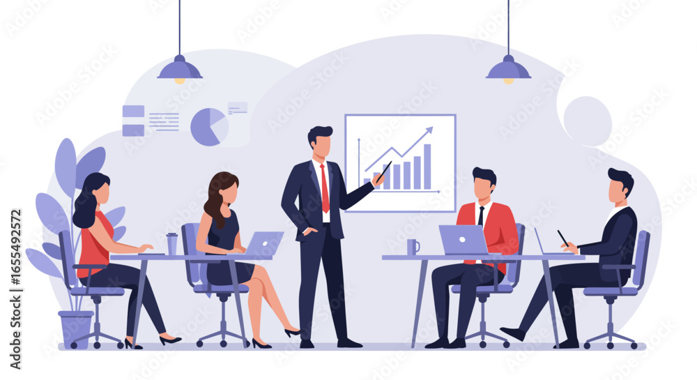 Obraz premium Business Team Meeting with Presentation and Laptops