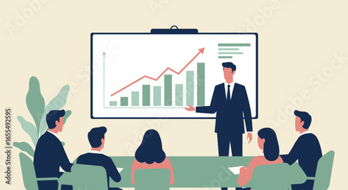 Business Presentation with Growing Financial Chart