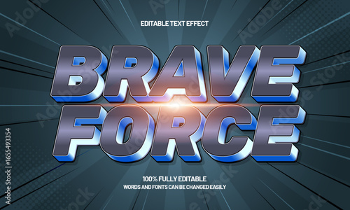 brave force editable text effect with a super and strong text style