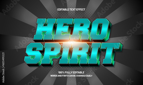 hero spirit editable text effect with a super and strong text style