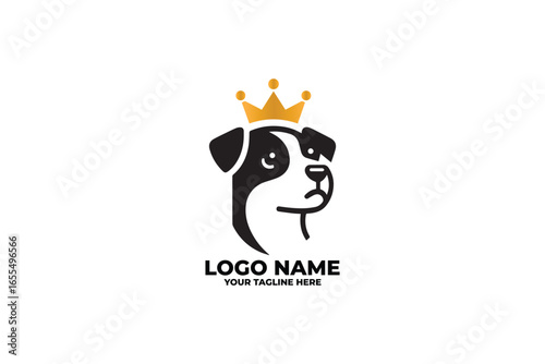 Minimalist Crowned Puppy Icon Logo