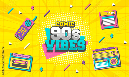 comic retro 90s background theme