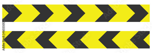 Yellow and black caution tape with arrow patterns, warning and safety barrier for construction, danger, and hazard zones. Ideal for safety signage, construction zones, restricted areas. eps 10