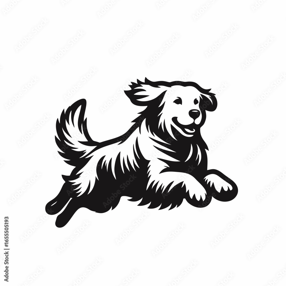 Fototapeta premium Black and White Running Dog Mascot Design
