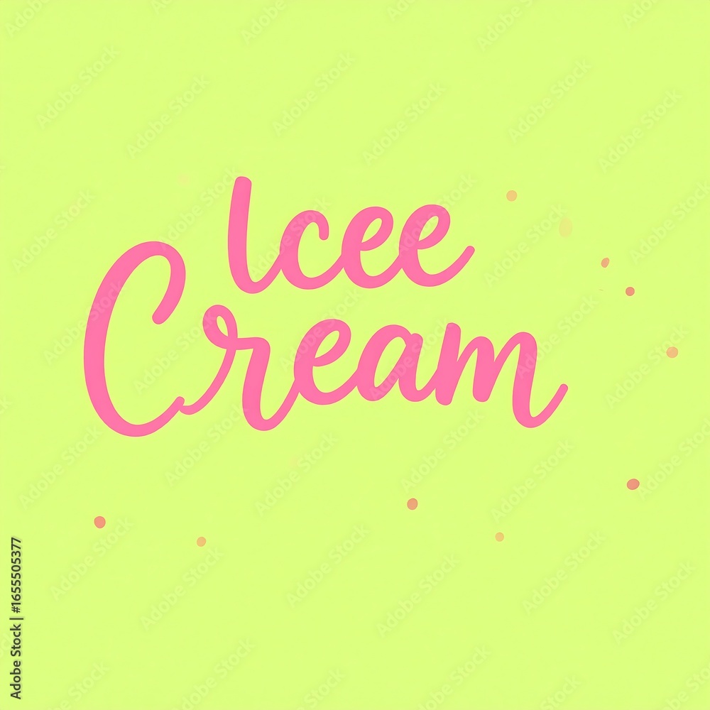 Obraz premium Pink Ice Cream Text on Green Background
