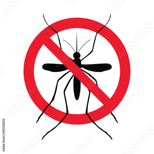 No mosquito fly. Anti gnat or stop midge. Easy editable vector design