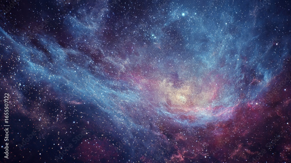 Fototapeta premium Vast cosmic nebula, swirling hues of deep space
