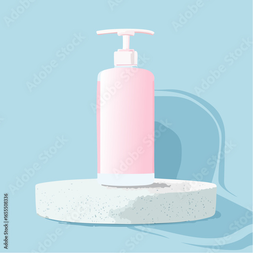 Coffee cup and skin cream bottles over white pannels background
4