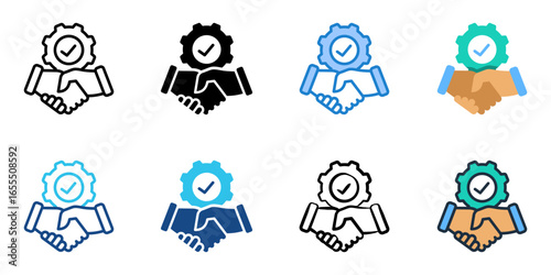 Public Private Partnership icon set multiple style collection 
