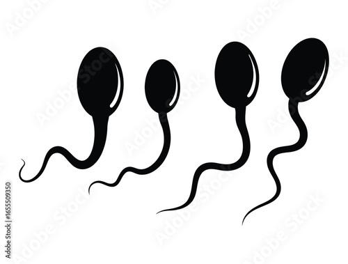Sperm Cells Silhouette Icon for Fertility, Reproduction, and Science.

