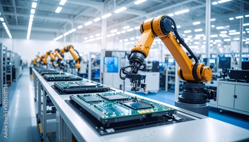 robot arms in industrial factory