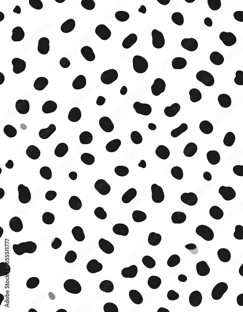 Abstract pattern of varied-size black spots on white background