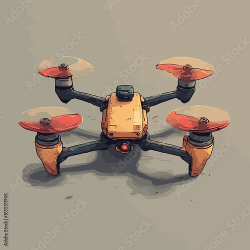 Cute Drone Illustration Design Very Cool