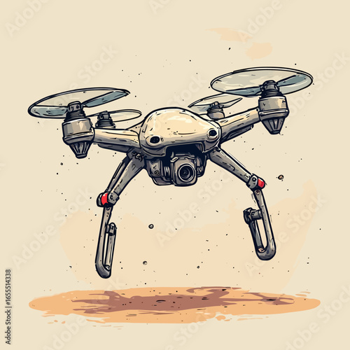 Cute Drone Illustration Design Very Cool