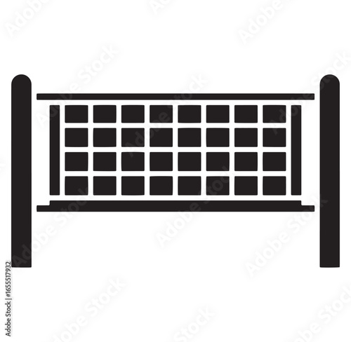 Black and white graphic illustration of a volleyball net for sport or competition games