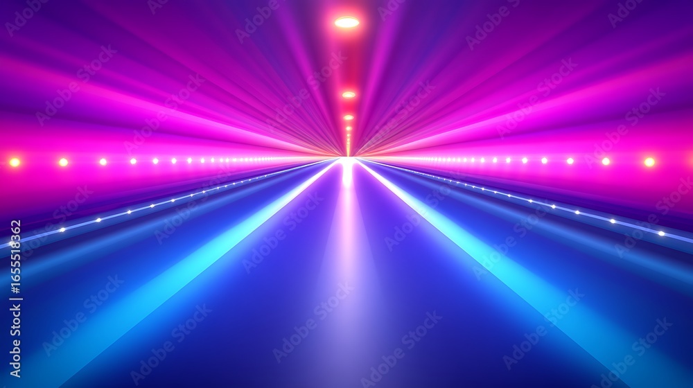 Obraz premium Dynamic glowing tunnel with vibrant colors.