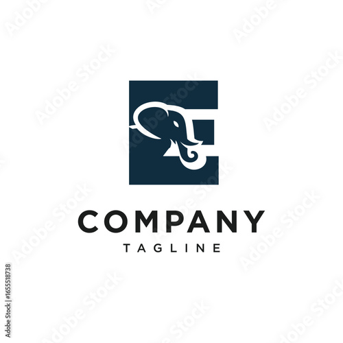 Letter E Elephant Head Logo Icon Vector