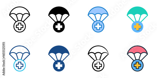 Humanitarian Aid icon set multiple style collection 
