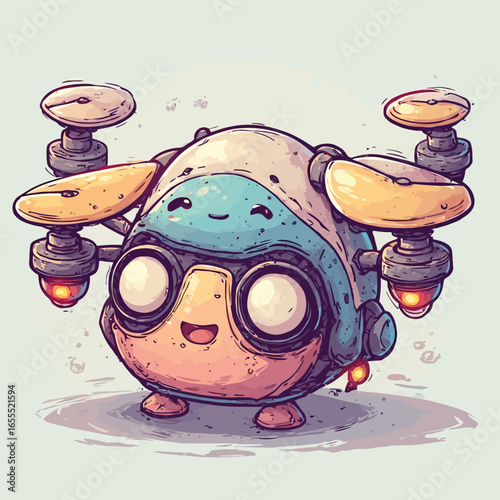 Cute Drone Illustration Design Very Cool