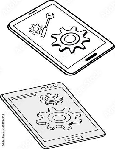 Mobile App Settings Icon Illustration