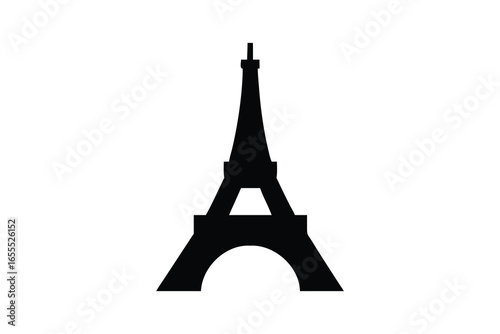 Eiffel tower silhouette isolated on white background