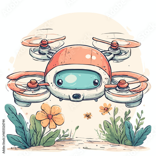 Cute Drone Illustration Design Very Cool