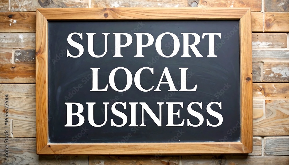 Fototapeta premium Support local businesses message on a chalkboard