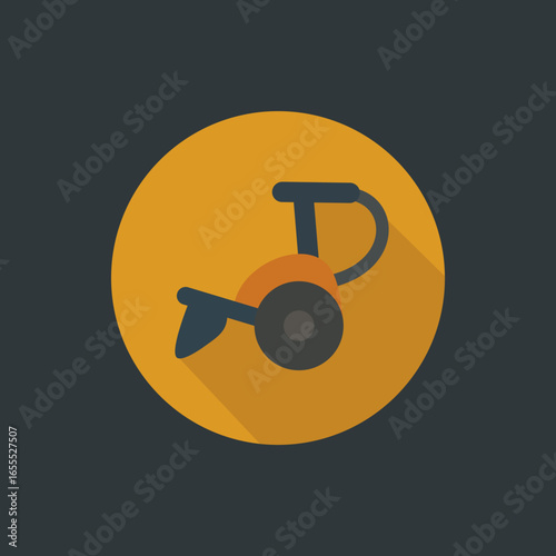 Flat Vector Icon of Farming Machine Tractor Plow Equipment