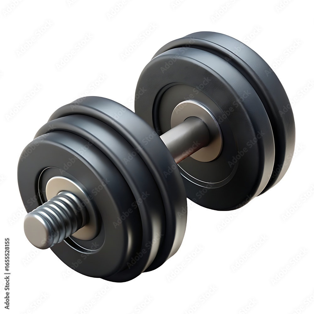 Naklejka premium Adjustable dumbbell with black weights and silver handle