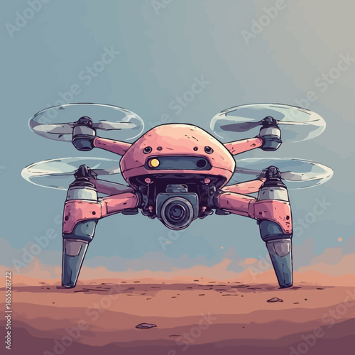 Cute Drone Illustration Design Very Cool