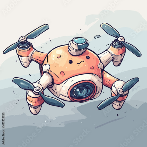 Cute Drone Illustration Design Very Cool