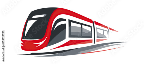 Red and gray modern train illustration