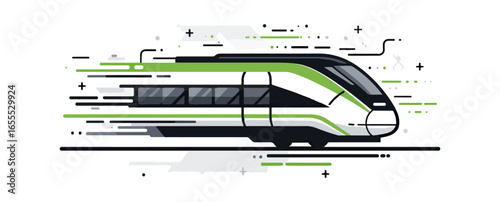 Modern train illustration with dynamic lines
