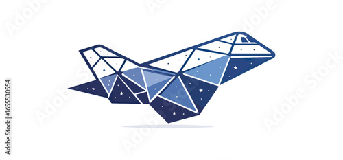 Abstract geometric flying object illustration