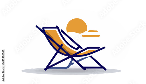 Folding beach chair illustration summer relaxation design