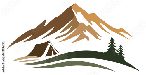 Mountain landscape with tent