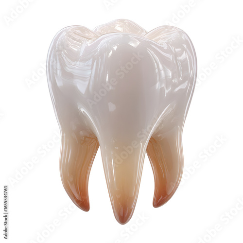 Glossy molar with translucent enamel and subtle gradient coloration.