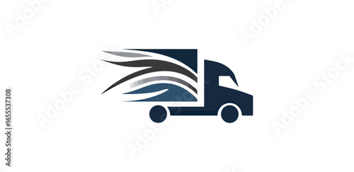 Dark blue delivery truck graphic